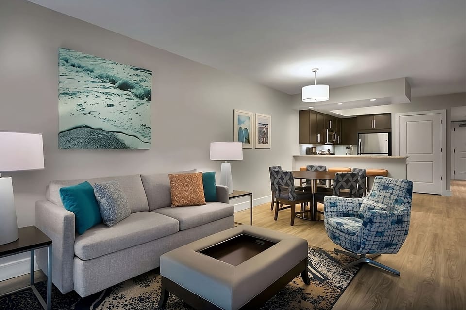 Stretch out in a stylish lounge area made for relaxing nights.