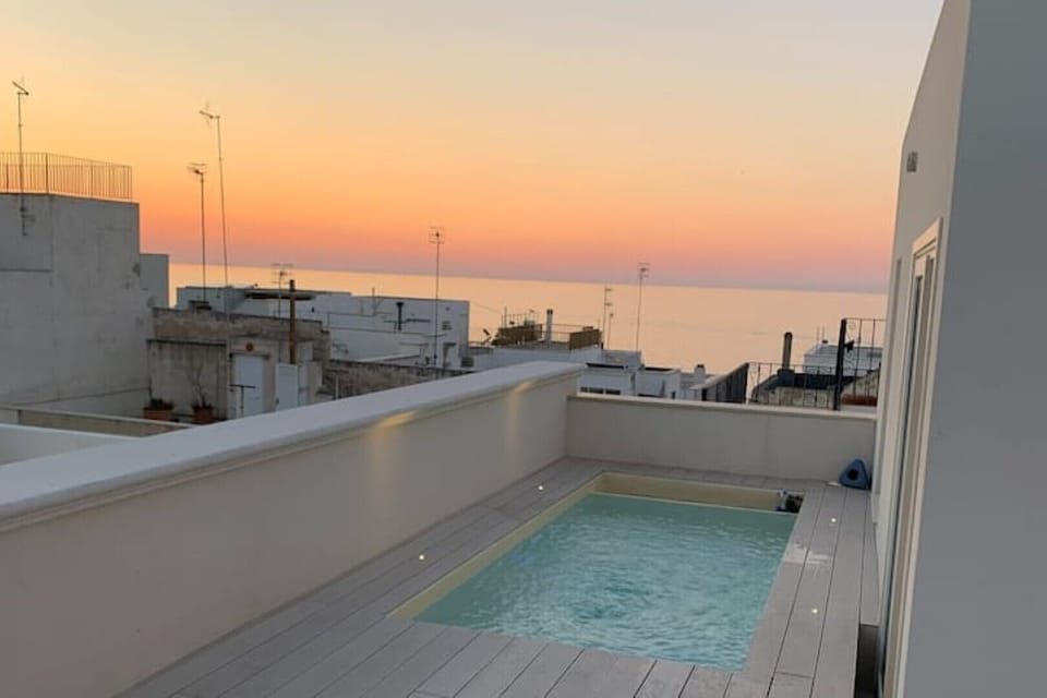 sunset on the pool terrace