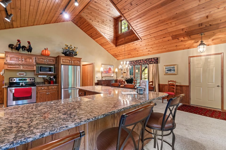 Open main living space enables guests to enjoy one another's company