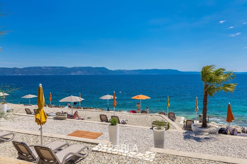 Rabac beach in the area, crystal clear sea