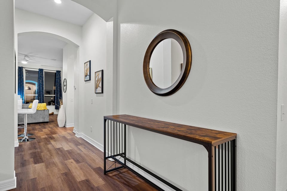 This living room offers the comfort and space long-term guests appreciate—ideal for movie nights, casual meetings, or simply settling in during a relocation or work stay.
