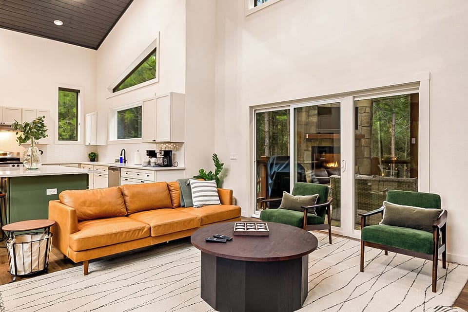 Step out into the deck through the living room sliding doors