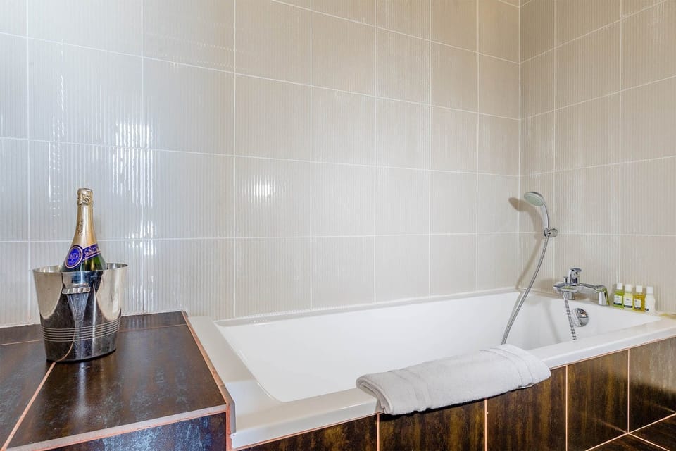 Relax in the tub after a day outside.