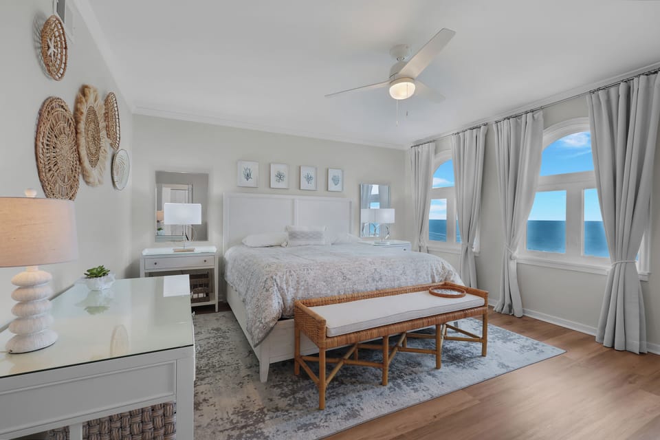 Master Bedroom with Unparalleled Ocean Views and a Flat Screen Smart TV (King Bed)