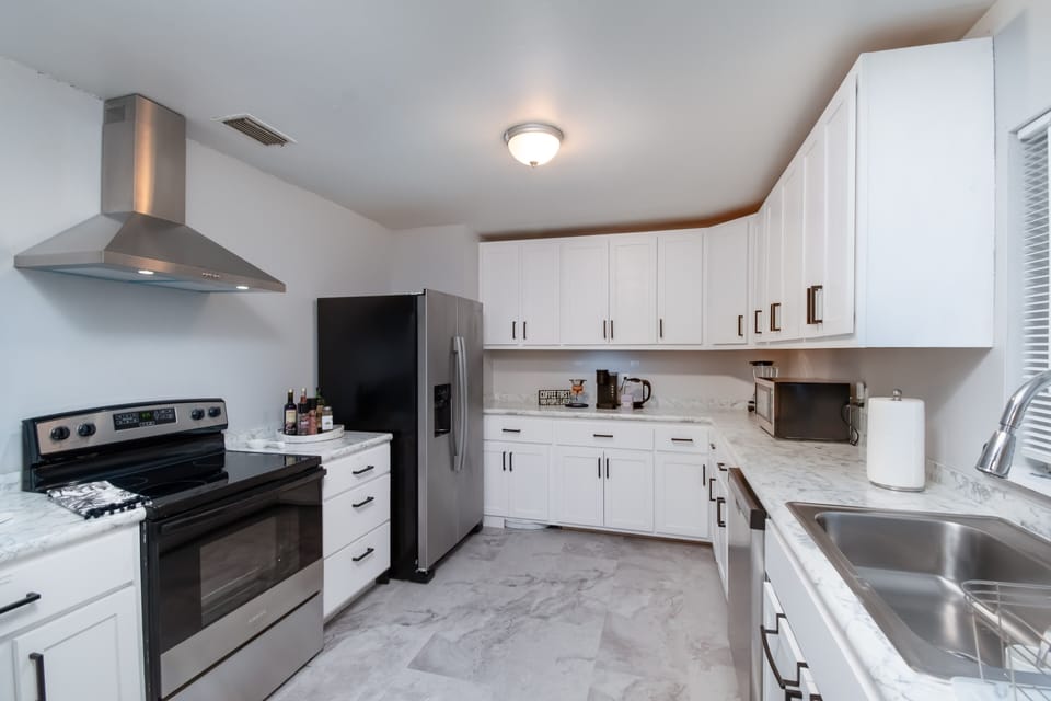 Everything you need to prepare a wonderful meal in the extra spacious kitchen.