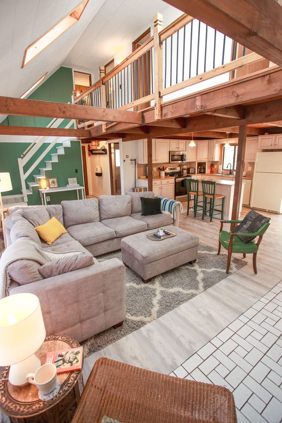 The open floor concept is great for socializing while in multiple places.