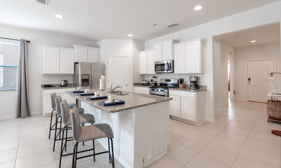 Room, Indoors, Kitchen Island, Kitchen, Flooring