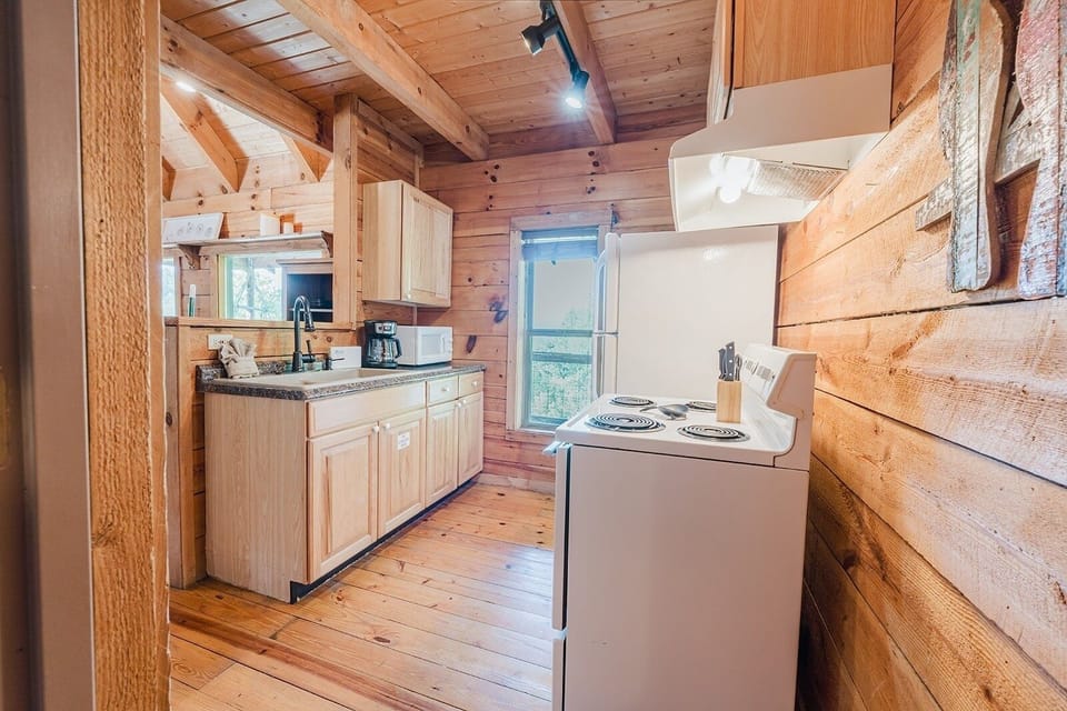 Indoors, Hardwood, Stained Wood, Kitchen, Microwave