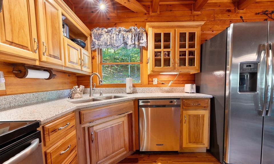 Indoors, Hardwood, Kitchen, Refrigerator, Sink