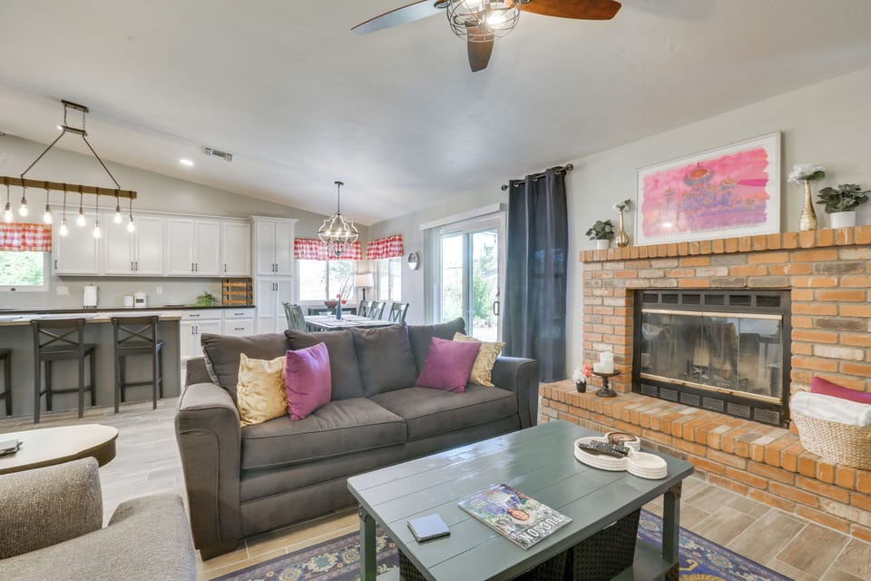 Living Room | In-Unit Laundry | Wood-Burning Fireplace