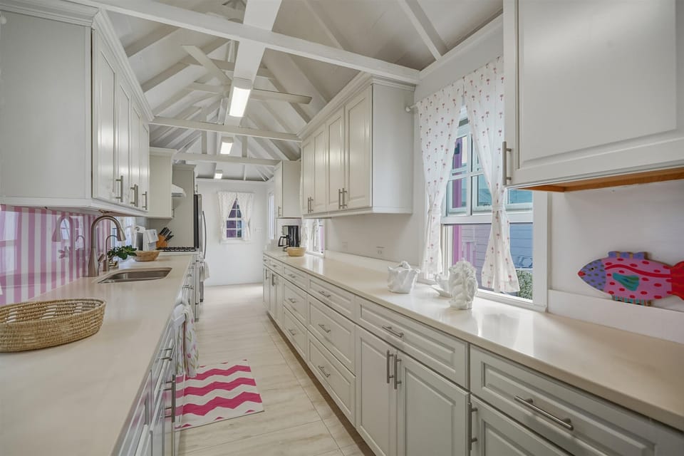 Full kitchen with dishwasher, set up for people who cook.