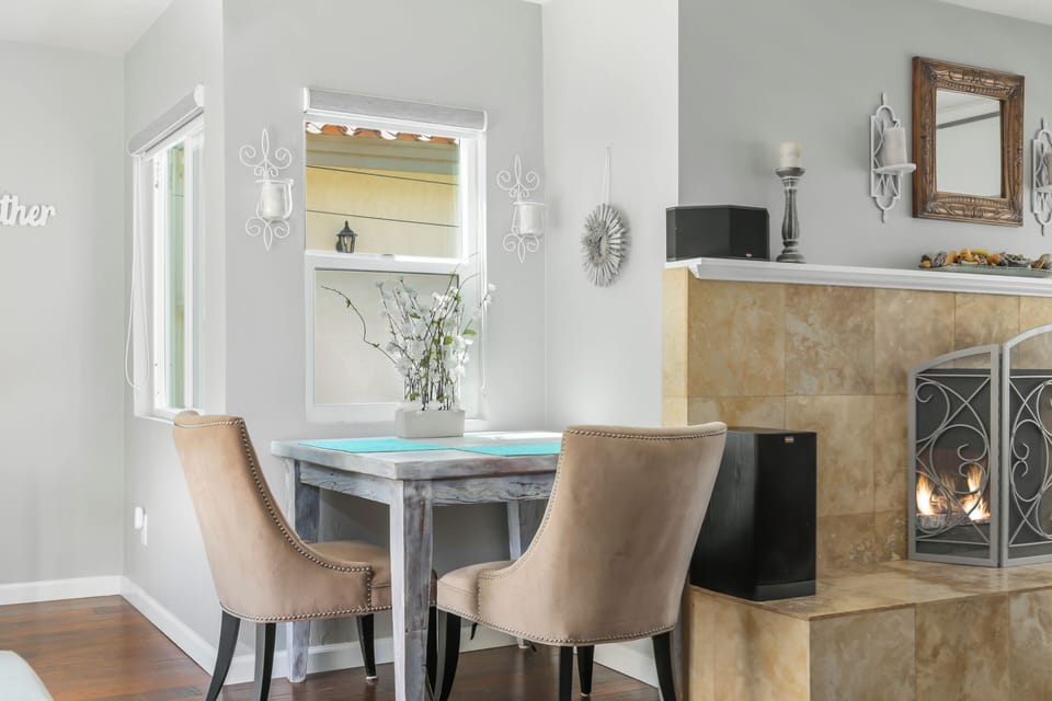 Eating Table next to Fireplace