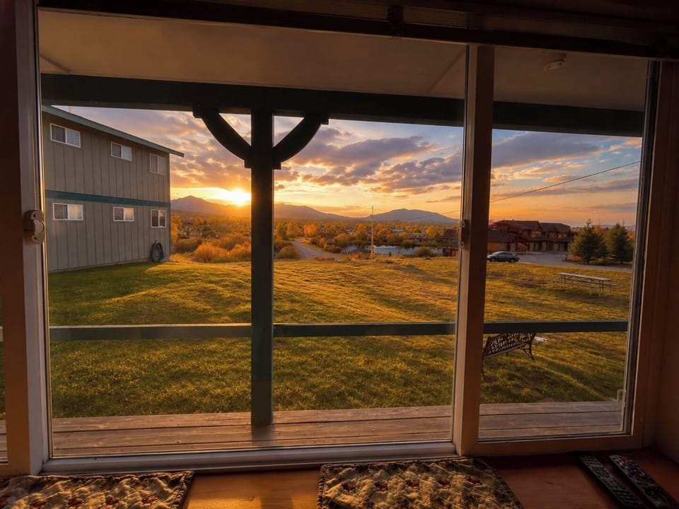 Cozy sunset view with autumn colors