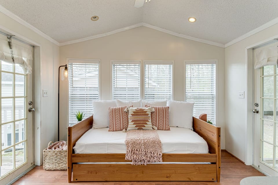 Our sweet little daybed is perfect for lounging during the day, and for sleeping two additional guests!