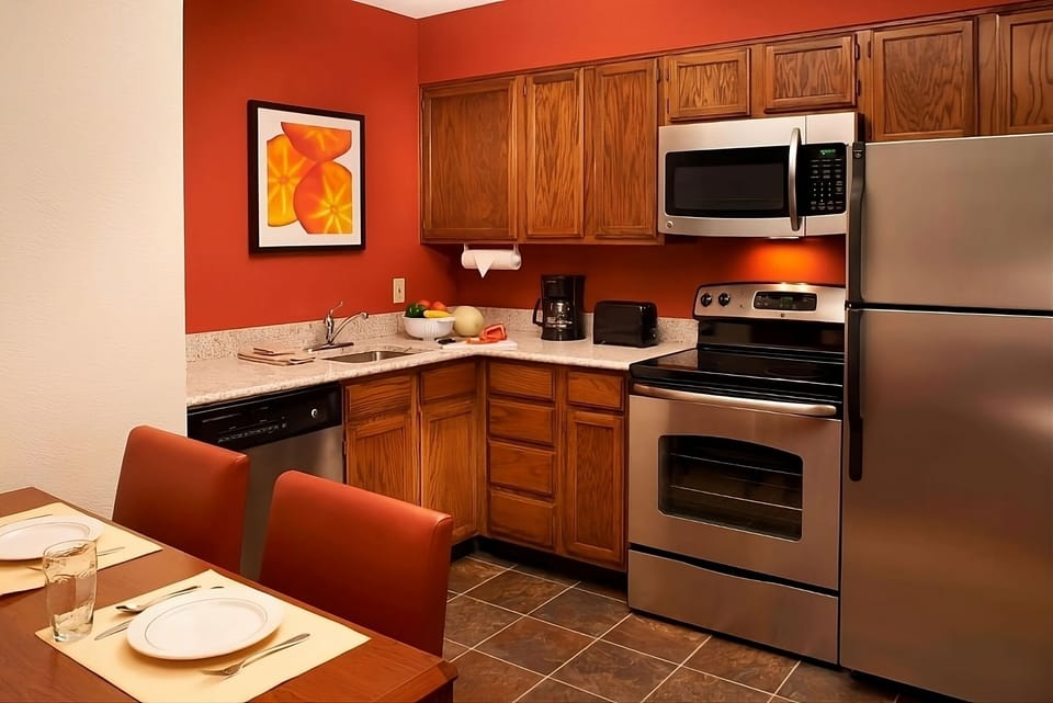 Whip up meals comfortably with full-size appliances and plenty of counterspace.