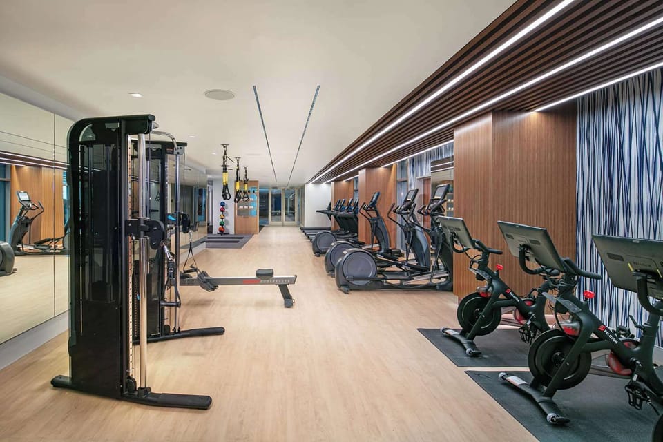 Power through workouts with cardio machines and strength stations.