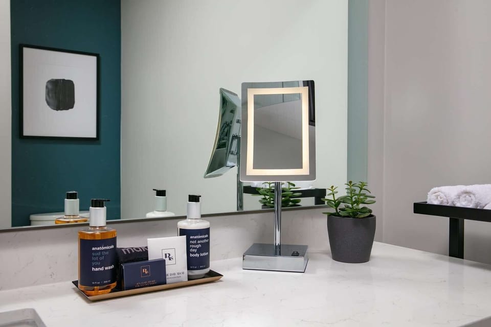 Refresh at the spa-like vanity with luxe amenities.