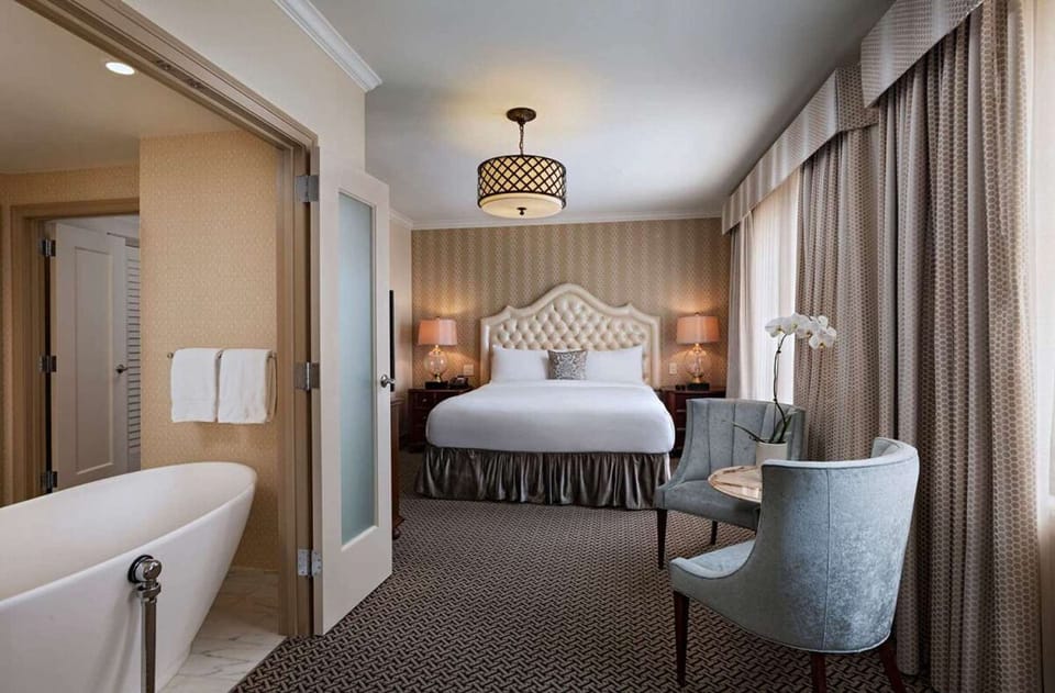 Indulge in a soak, then drift into a plush bed.