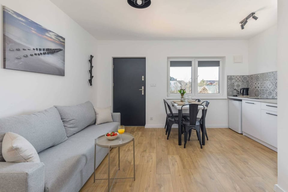 Living room with dining table.