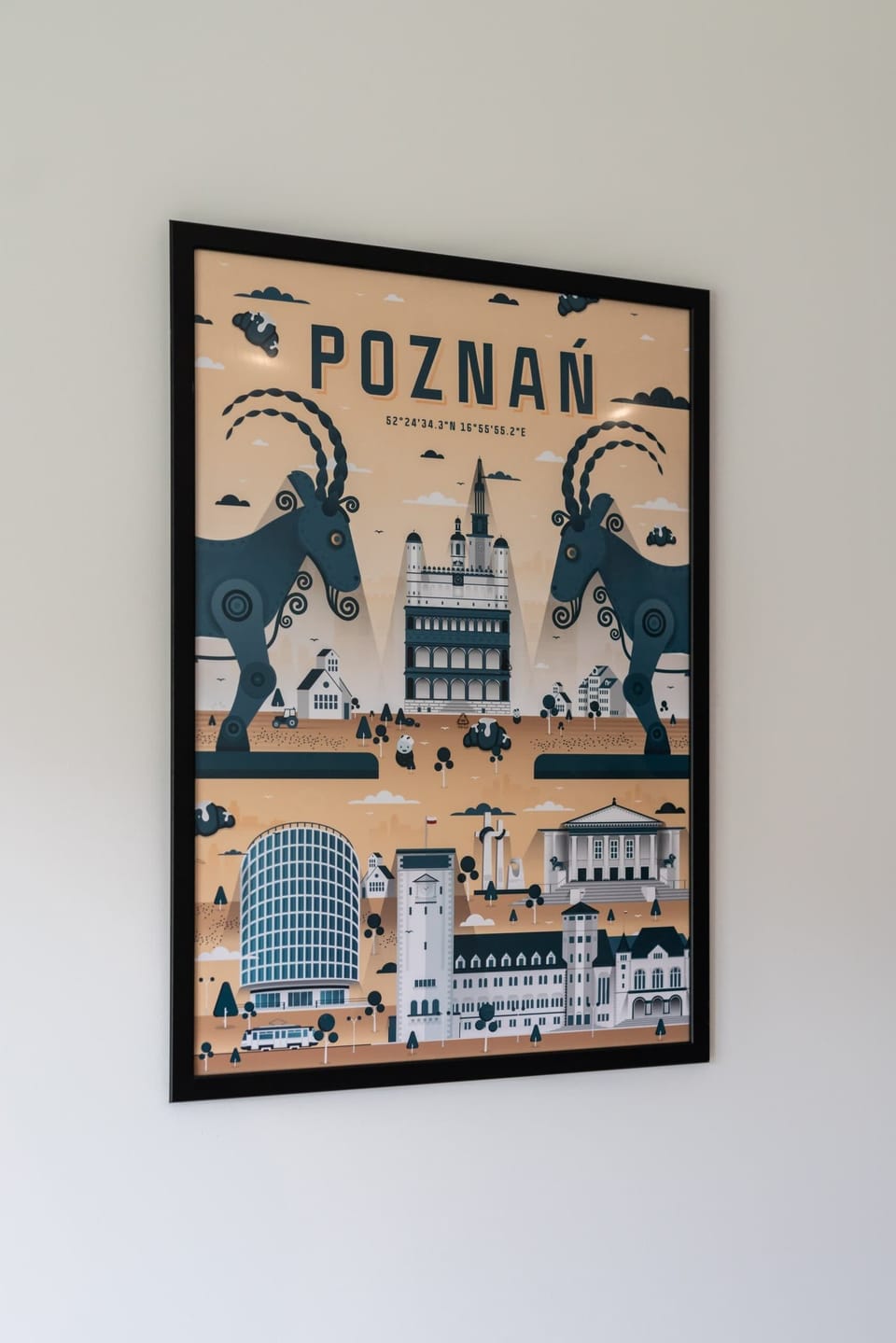 A decorative wall poster adding character and charm to the living space.
