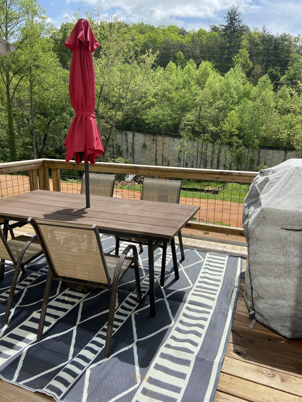 Outside patio with gas grill