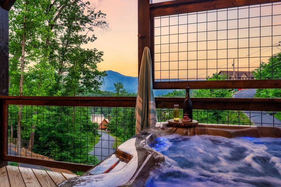 Soak and relax in the hot tub after a long day of exploring the Smoky Mountains