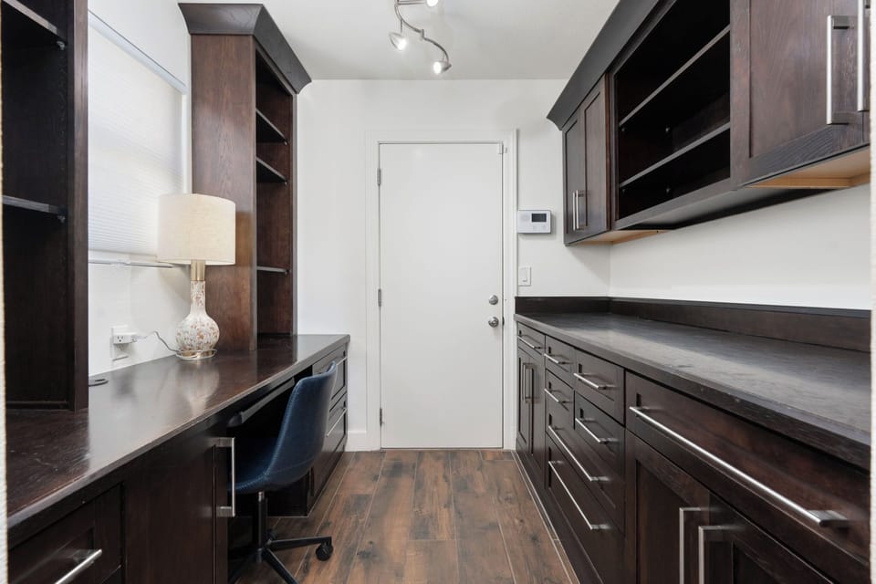 If you absolutely must, use the office nook to get some work done.