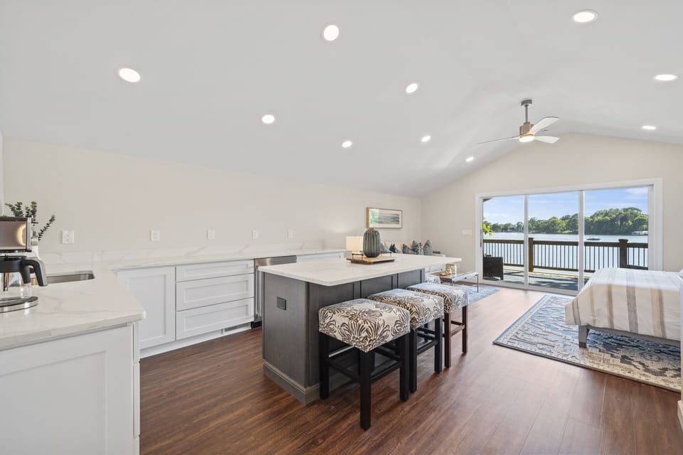 Take in that view when opening the boat house front door!