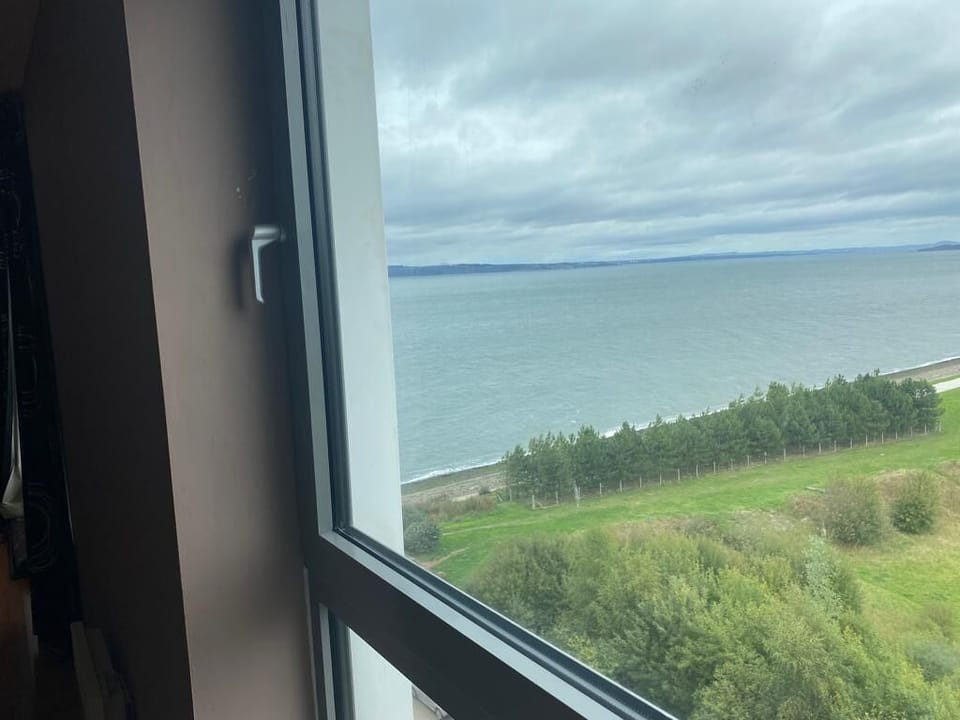 Living room window, views over the Forth bay