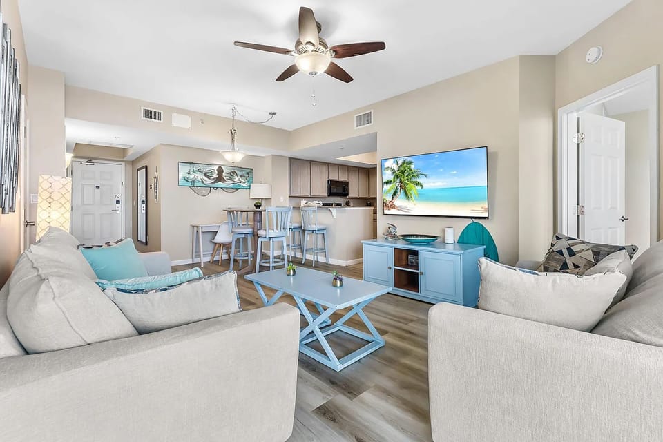 Living room with flat screen