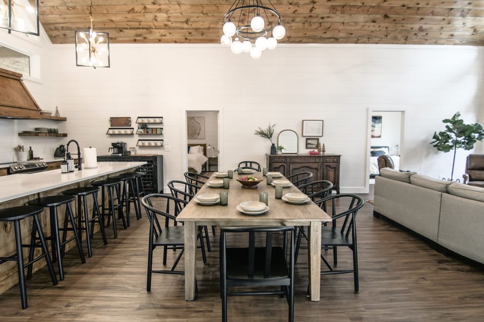 Room for your group at the dining table & bar! Great for games, food & drink! 