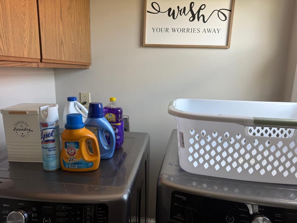 Laundry Room with laundry detergent and cleaning supplies 