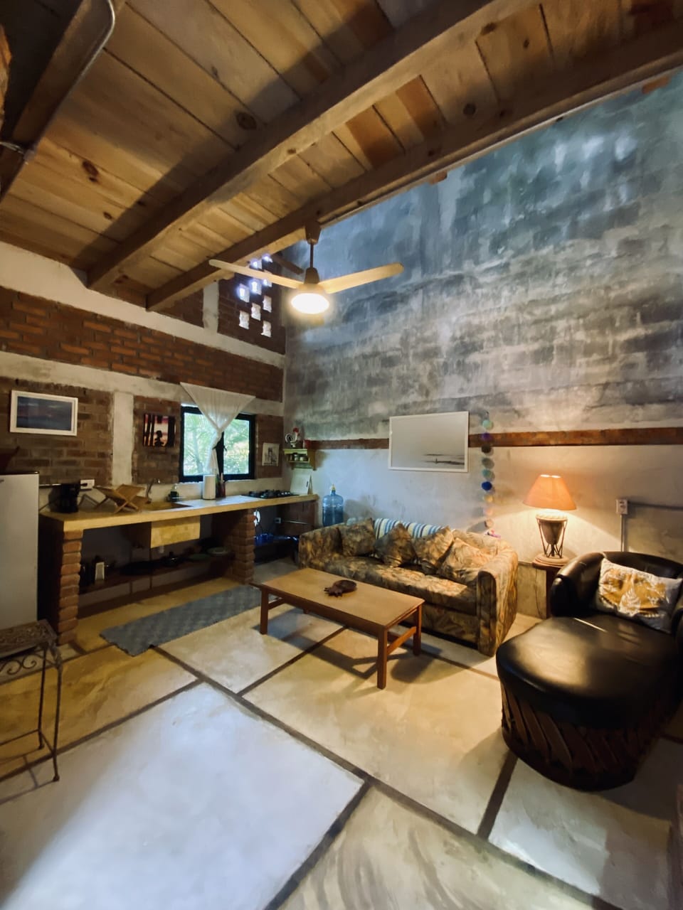 Living area and kitchen