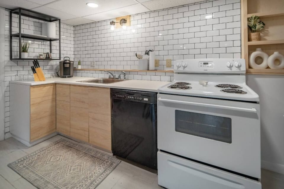 Ample lighting, open style kitchen
