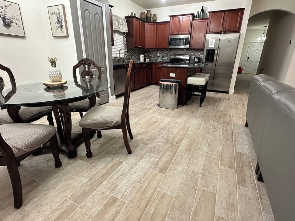 Breakfast nook and kitchen area
