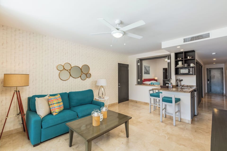 Living room. Exact unit will be assigned upon arrival. Views, colors and decor may vary.