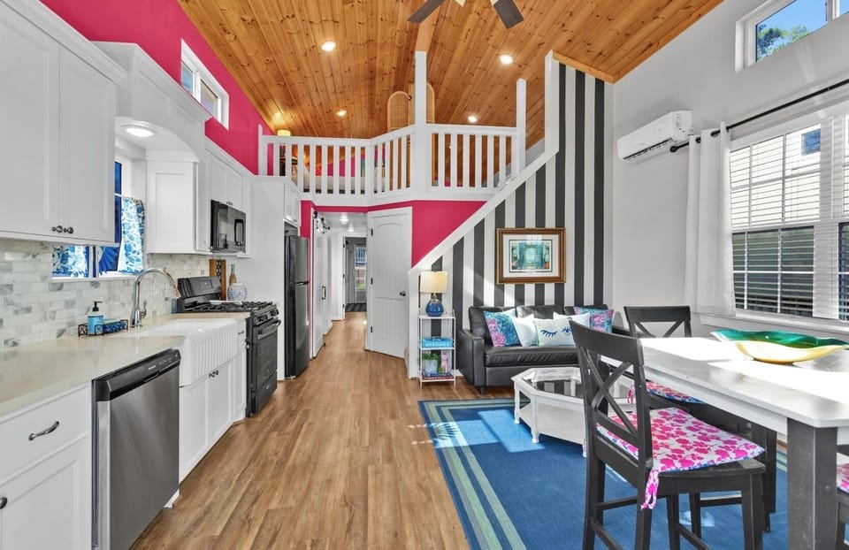 Living, kitchen, dining area.  Well appointed.