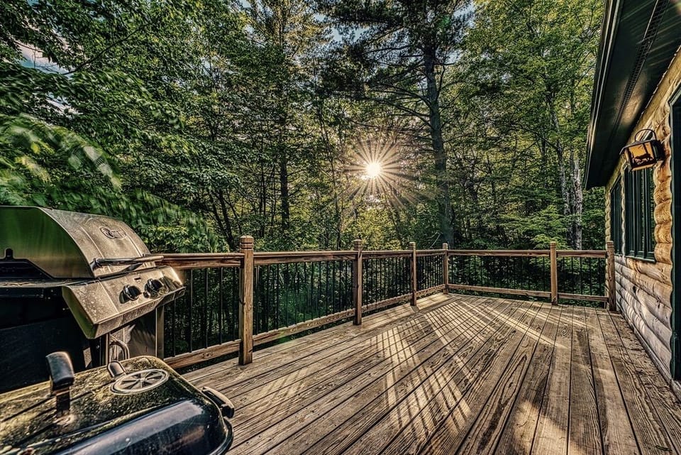 Outdoor deck with grill