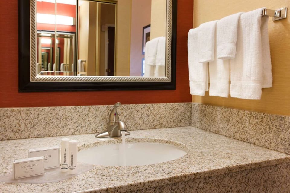 Start your morning with a clean vanity and fresh towels.