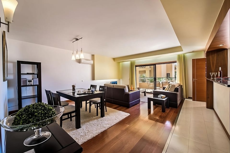 Share meals and laughs in a bright, open dining space.