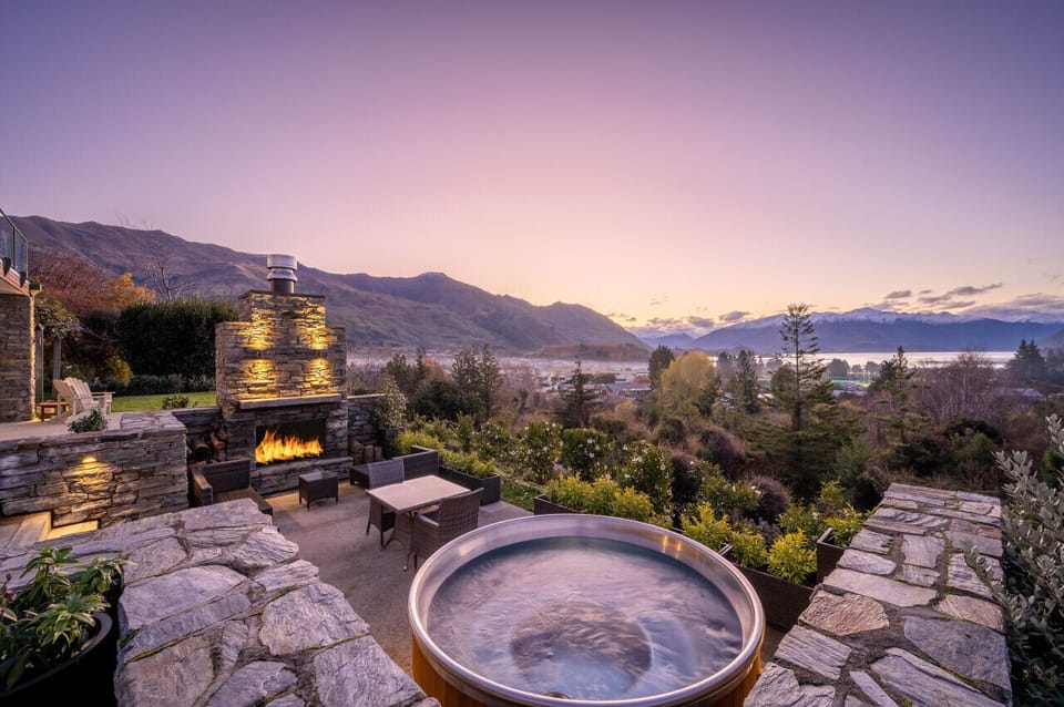 Hot Tub with lake and mountain views