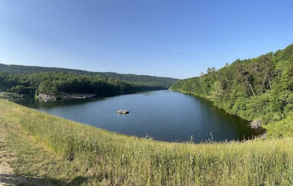 Lake Laura. Rent a boat, jump in and Cool off. 
If you like hike around the lake