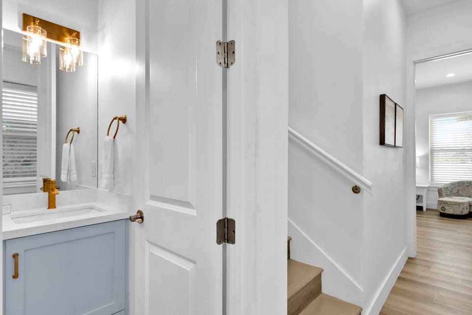 Half bathroom located downstairs