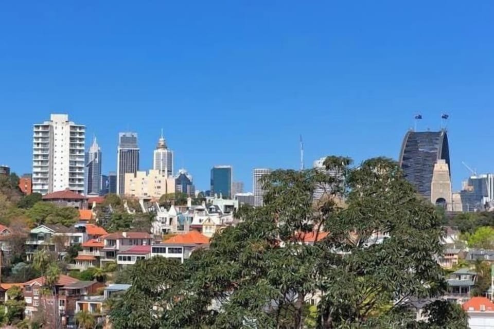 Views in one direction from the balcony towards the famous Harbour Bridge