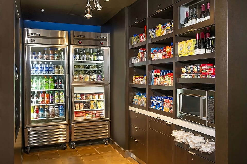 Grab snacks and drinks anytime from the convenient on-site market.