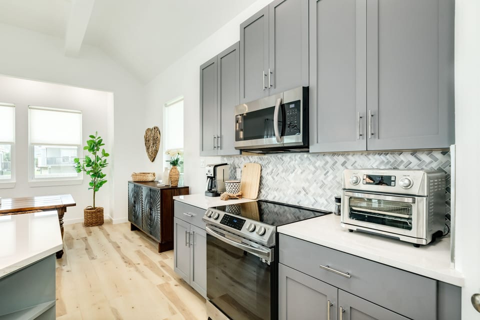 Easily serve homecooked meals to the adjacent dining area