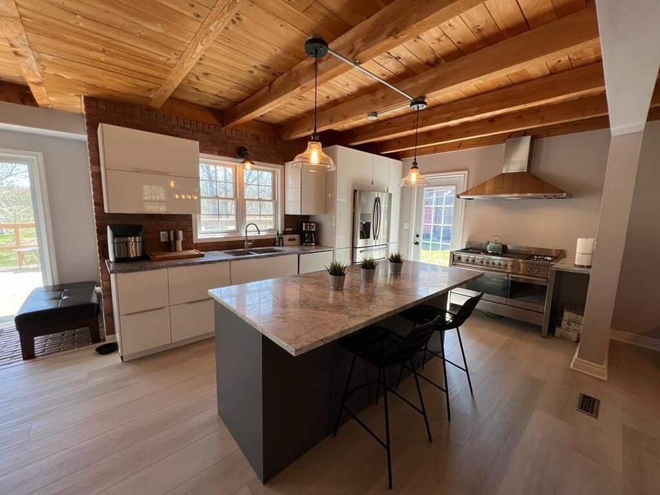 Kitchen with island seating for 2