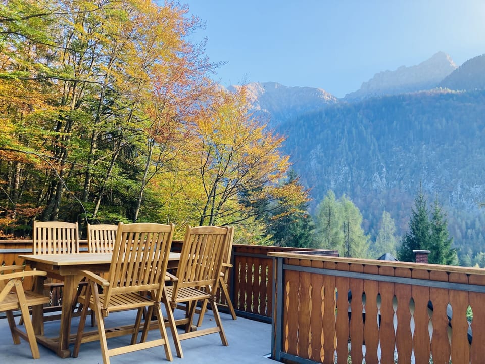 Every season in the year has a completely different view 
- snow - sun - autumn 