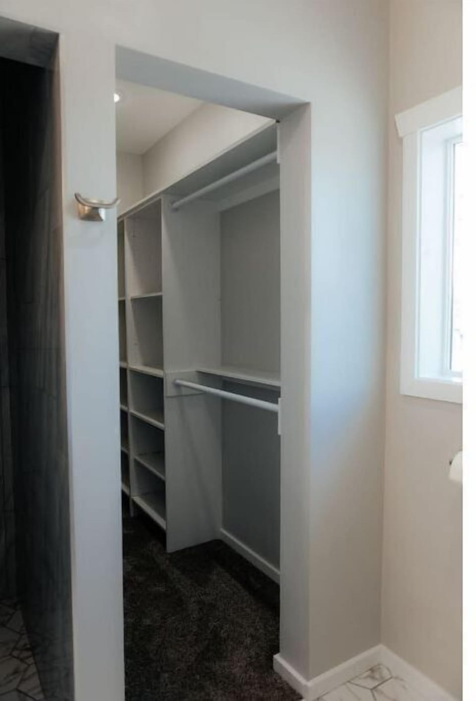 Walk in closet. Master bath