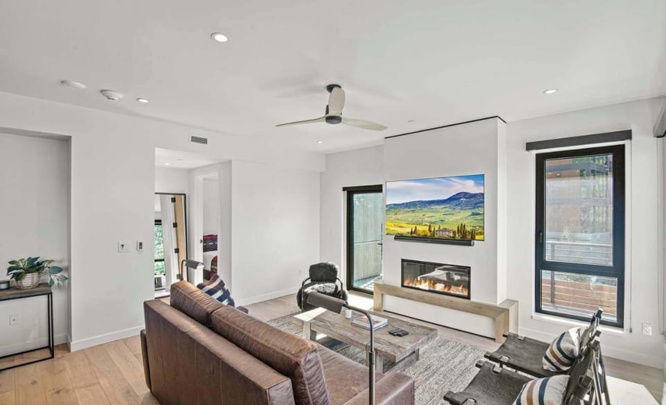 Living room with electric fireplace